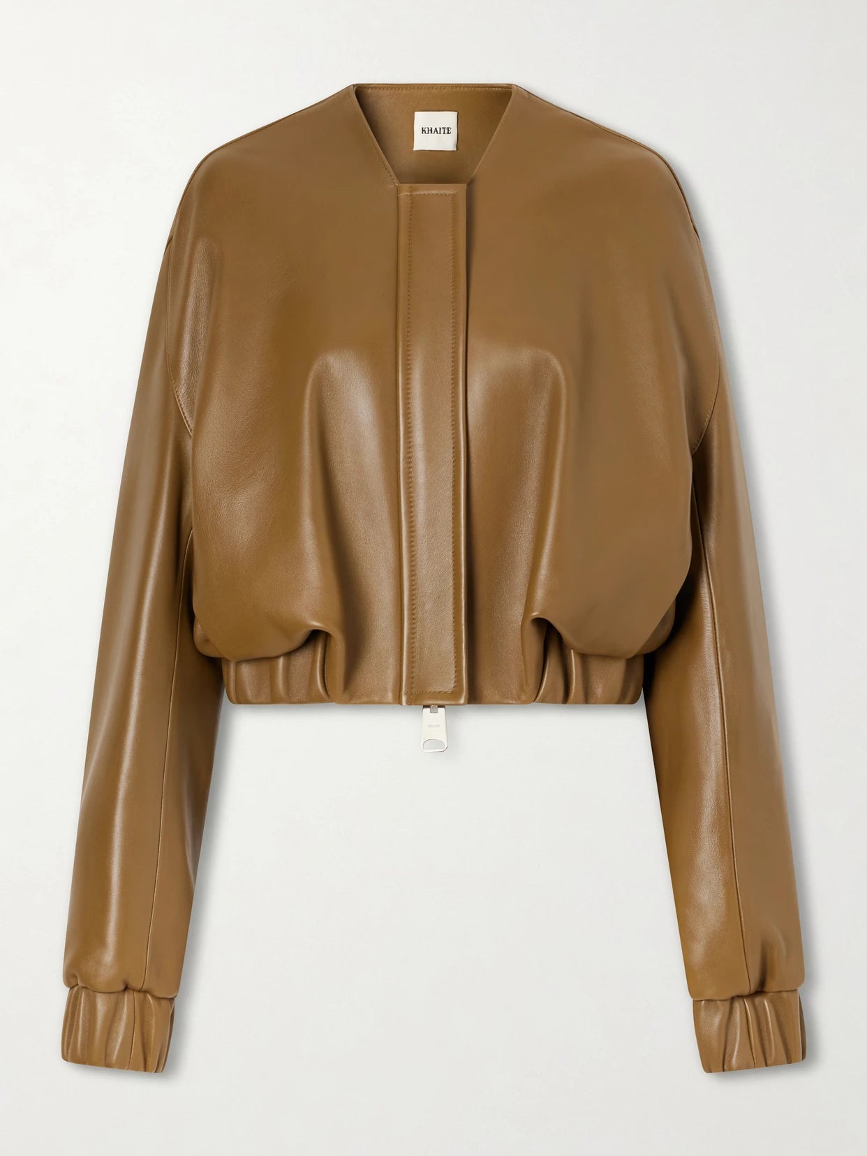 Cordan Cropped Leather Bomber Jacket