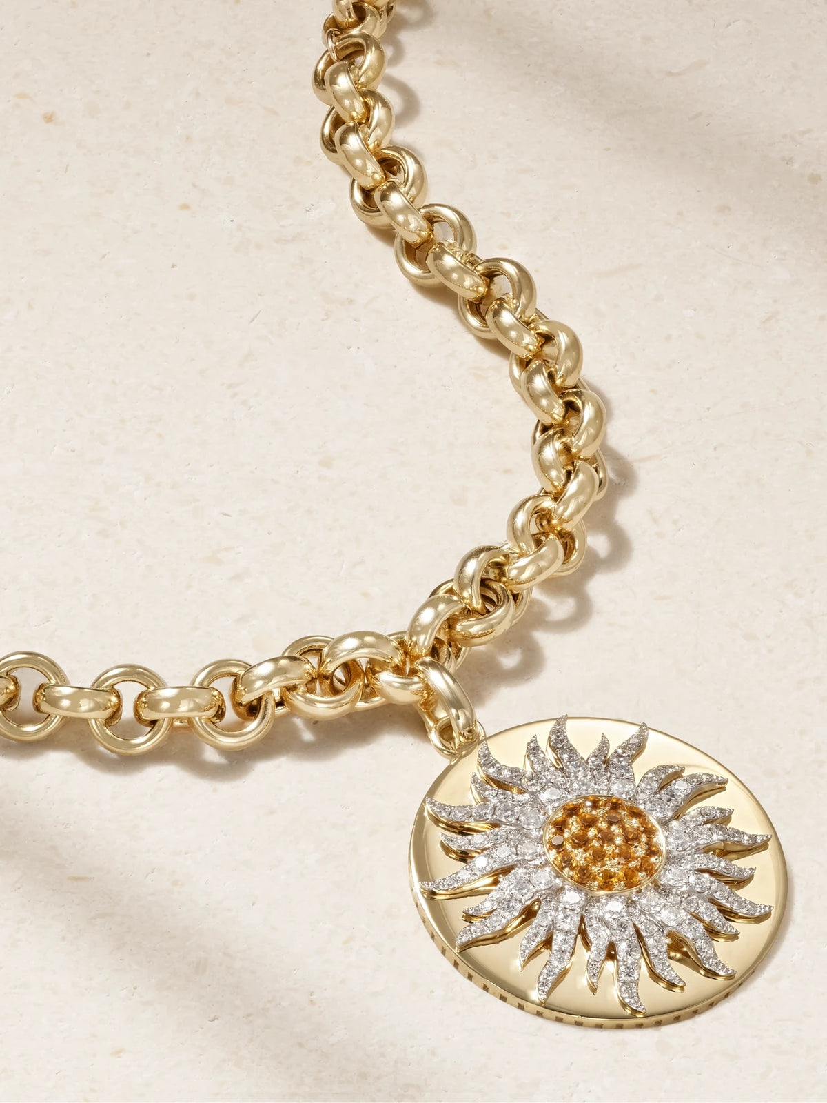 Roi Soleil 18-karat Gold, Diamond And Citrine Necklace