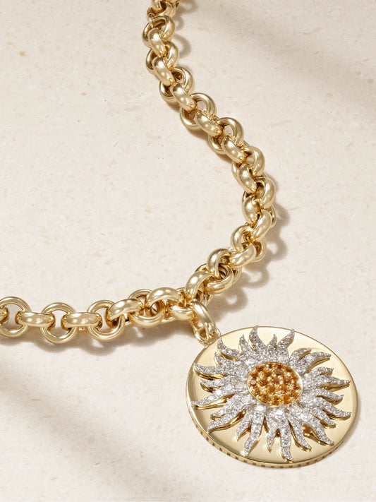 Roi Soleil 18-karat Gold, Diamond And Citrine Necklace
