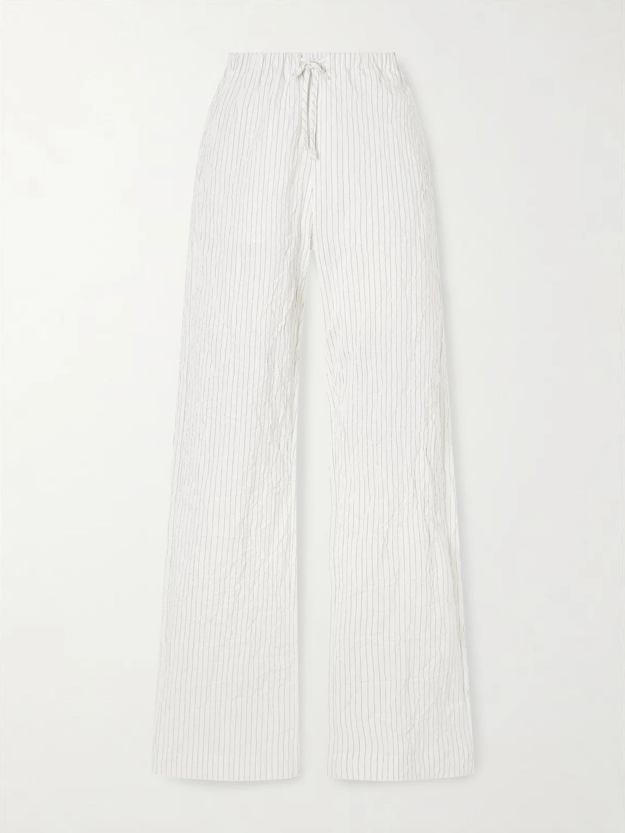 Striped Crepon Wide-leg Pants