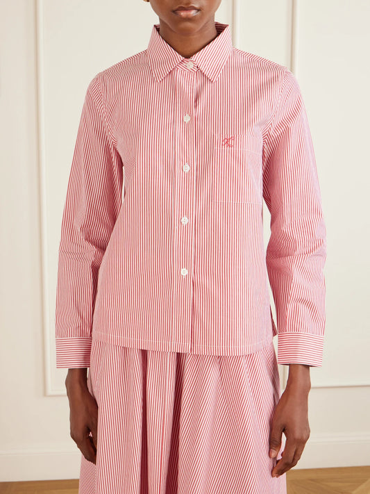 Vella Logo-embroidered Striped Cotton-poplin Shirt