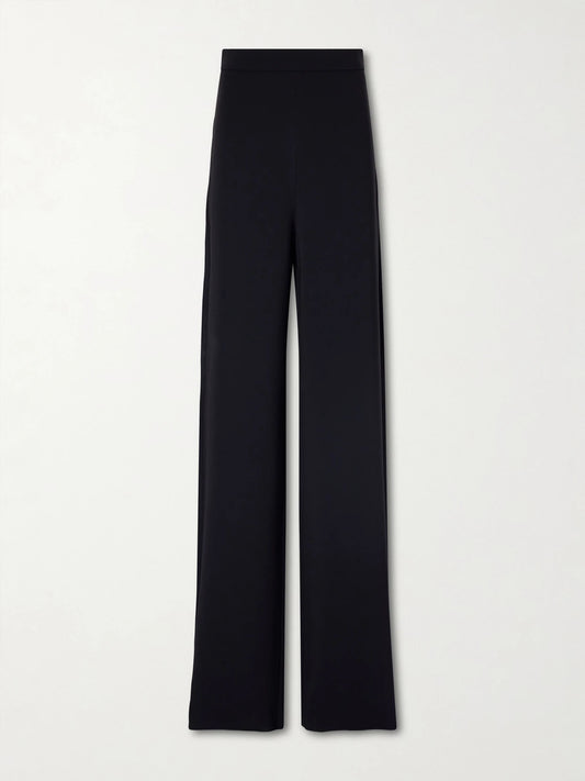Image of a model wearing Pants. Product name - Crepe Wide-leg Pants in Black colour by brand - Max Mara