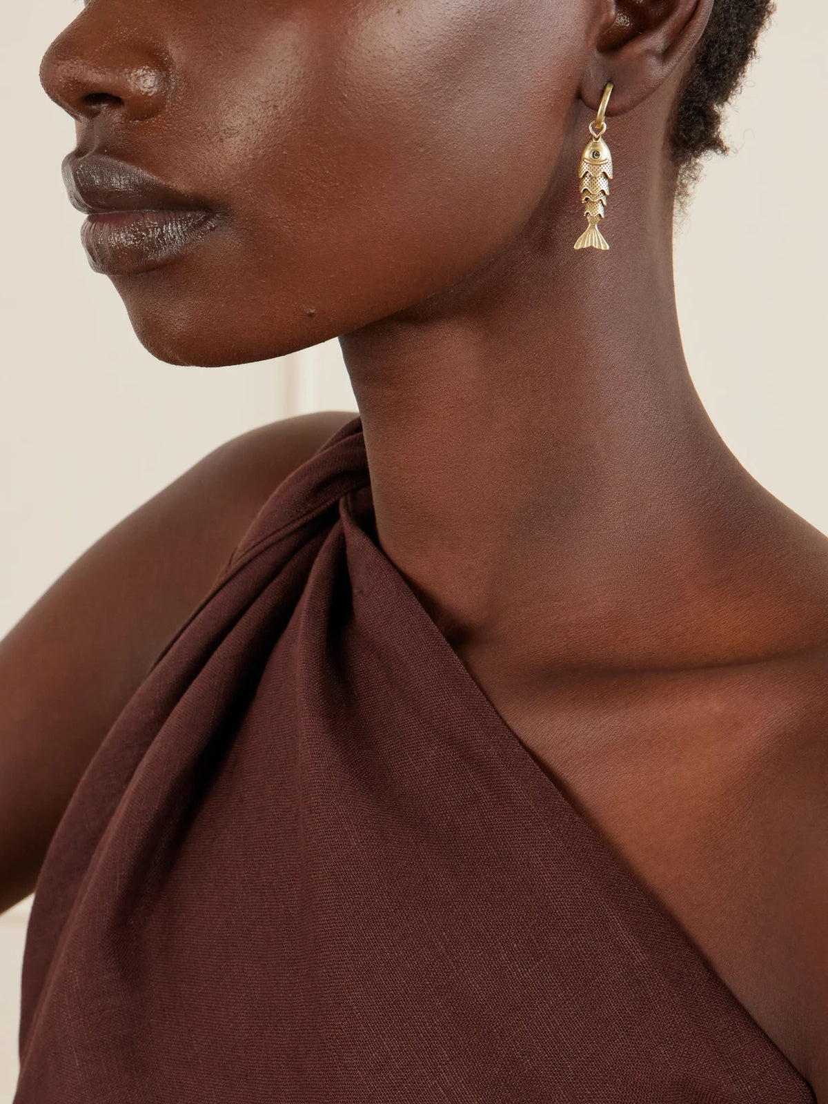 Image of Earrings. Product name - The Fish Gold-tone And Cubic Zirconia Earrings in Multi colour by brand - Roxanne Assoulin