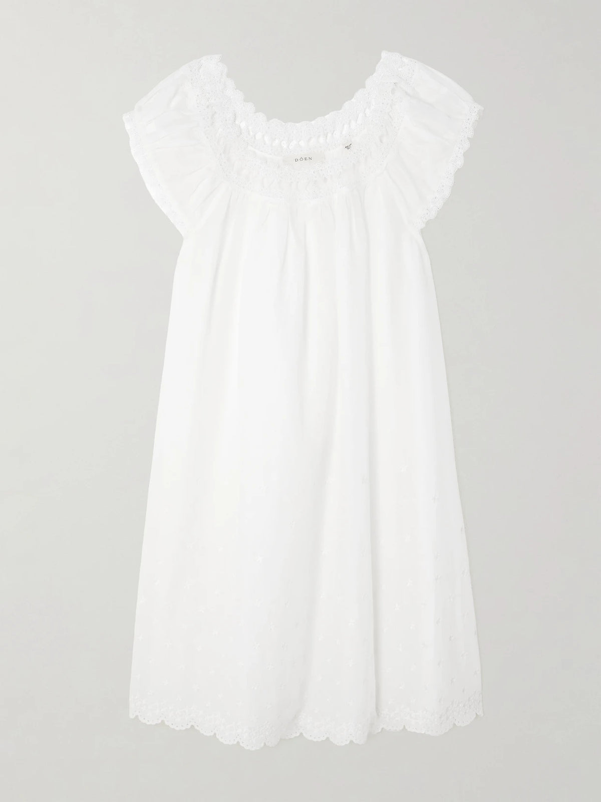 Lelia Embroidered Lace-trimmed Organic Cotton-voile Nightdress