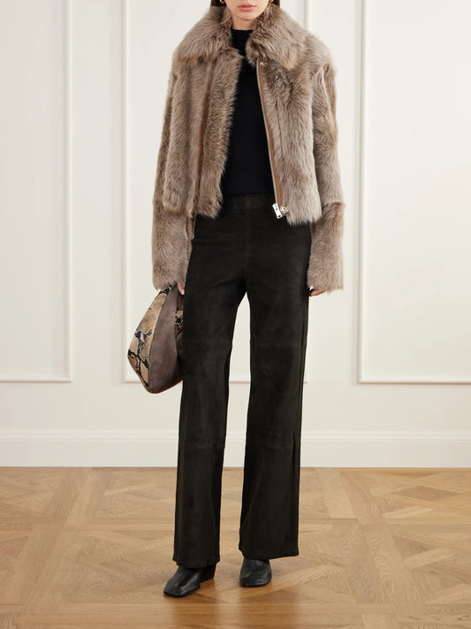 Image of Coats & Jackets. Product name - Lucie Shearling Jacket in Gray colour by brand - ARMA