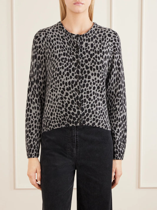 Nili Lotan Keelah Leopard-jacquard Cashmere Cardigan