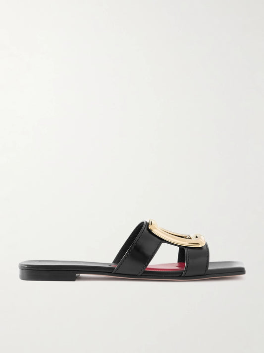 Nagoya Embellished Cutout Leather Slides