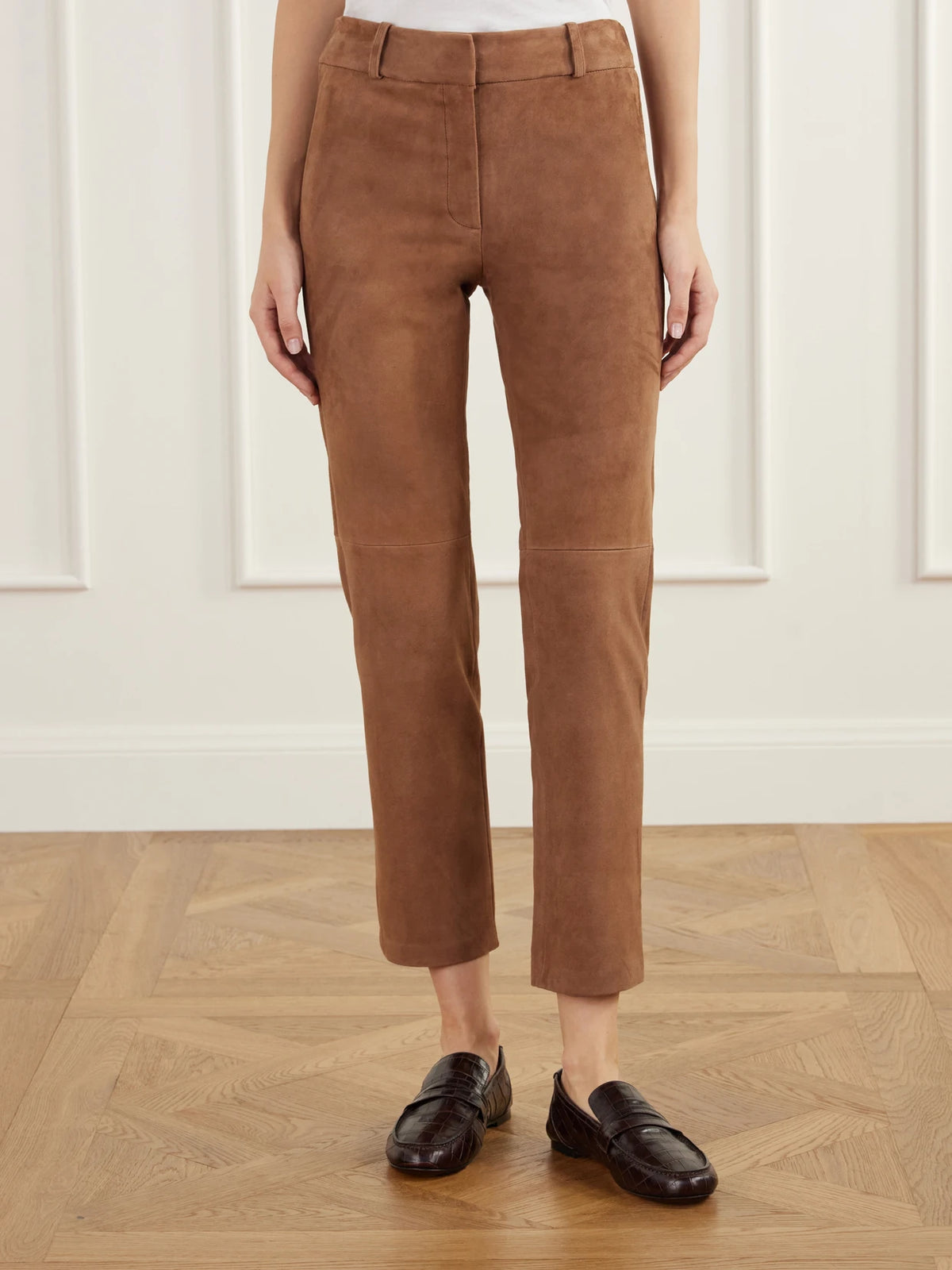 ARMA Jen Paneled Suede Straight-leg Pants