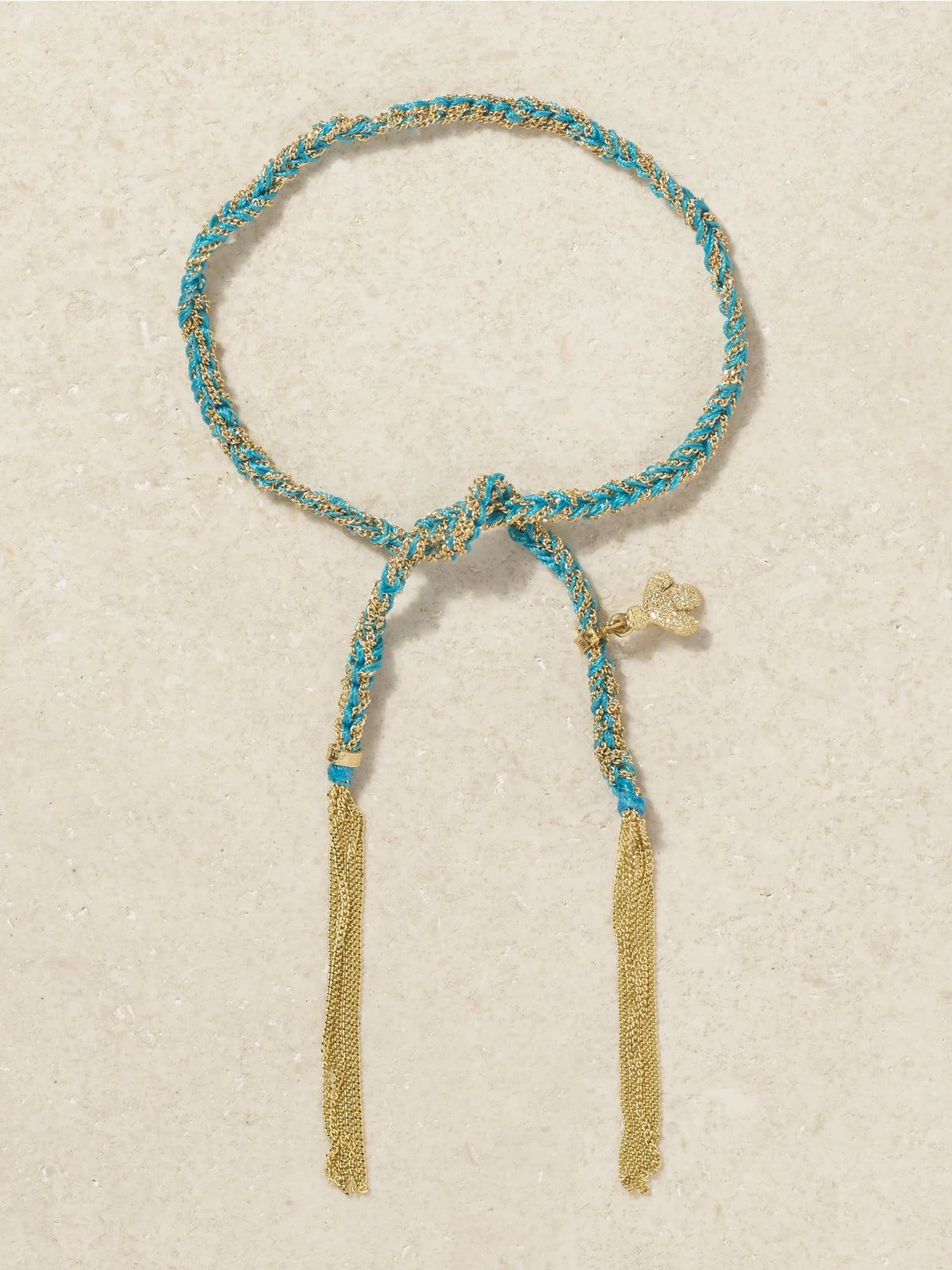 Lucky Sprezzatura + Bee 18-karat Gold And Silk Bracelet