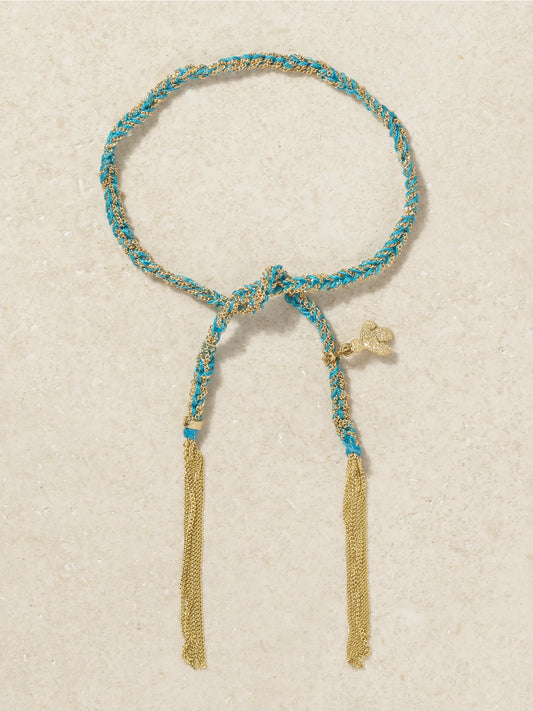 Lucky Sprezzatura + Bee 18-karat Gold And Silk Bracelet