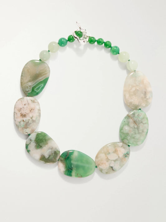 Completedworks Time Will Say Nothing But "i Told You So" Beaded Silver-plated, Calcite And Agate Necklace