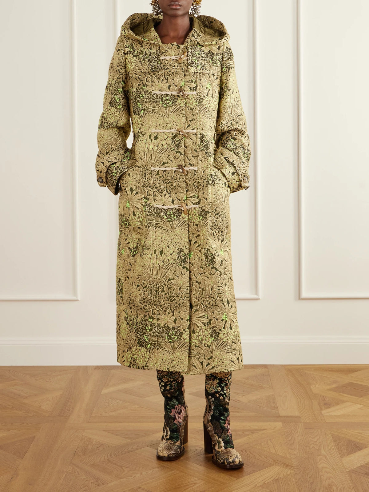Image of Coats & Jackets. Product name - Paisley-jacquard Brocade Coat in Gold colour by brand - Dries Van Noten