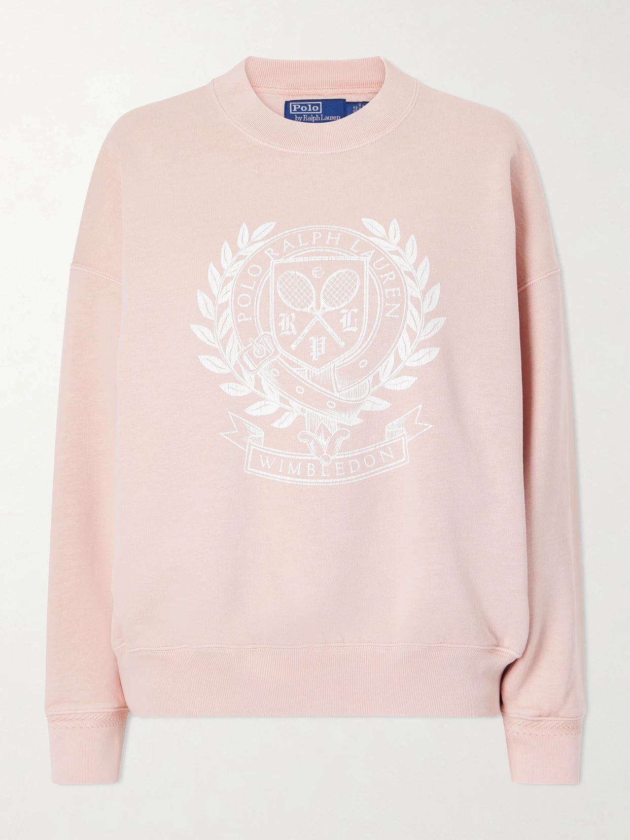 Image of Sleepwear & Loungewear. Product name - + Wimbledon Logo-printed Cotton-blend Jersey Sweatshirt in Pink colour by brand - Polo Ralph Lauren