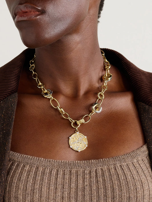 Image of Necklaces. Product name - Resilience Menagerie 18-karat Yellow And White Gold Diamond Necklace in Multi colour by brand - FoundRae