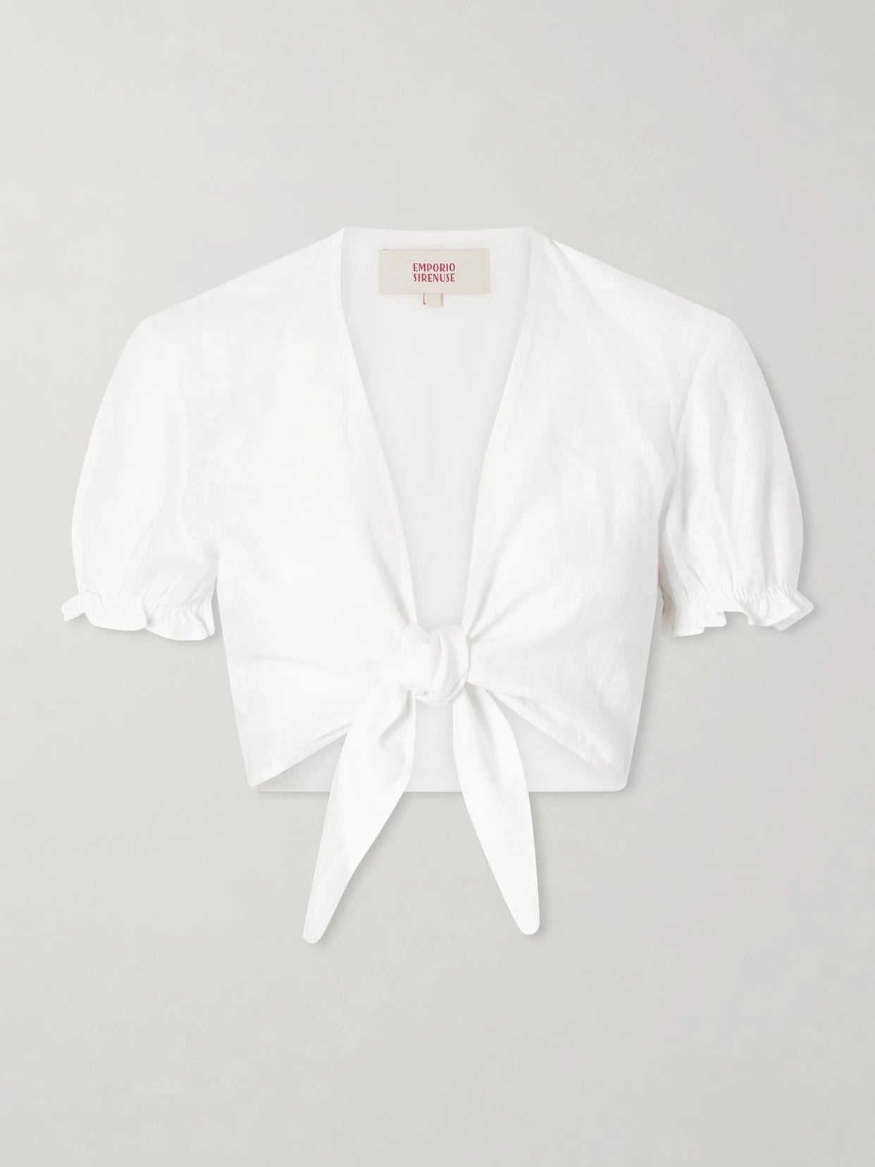 Poppy Knotted Linen Cropped Top