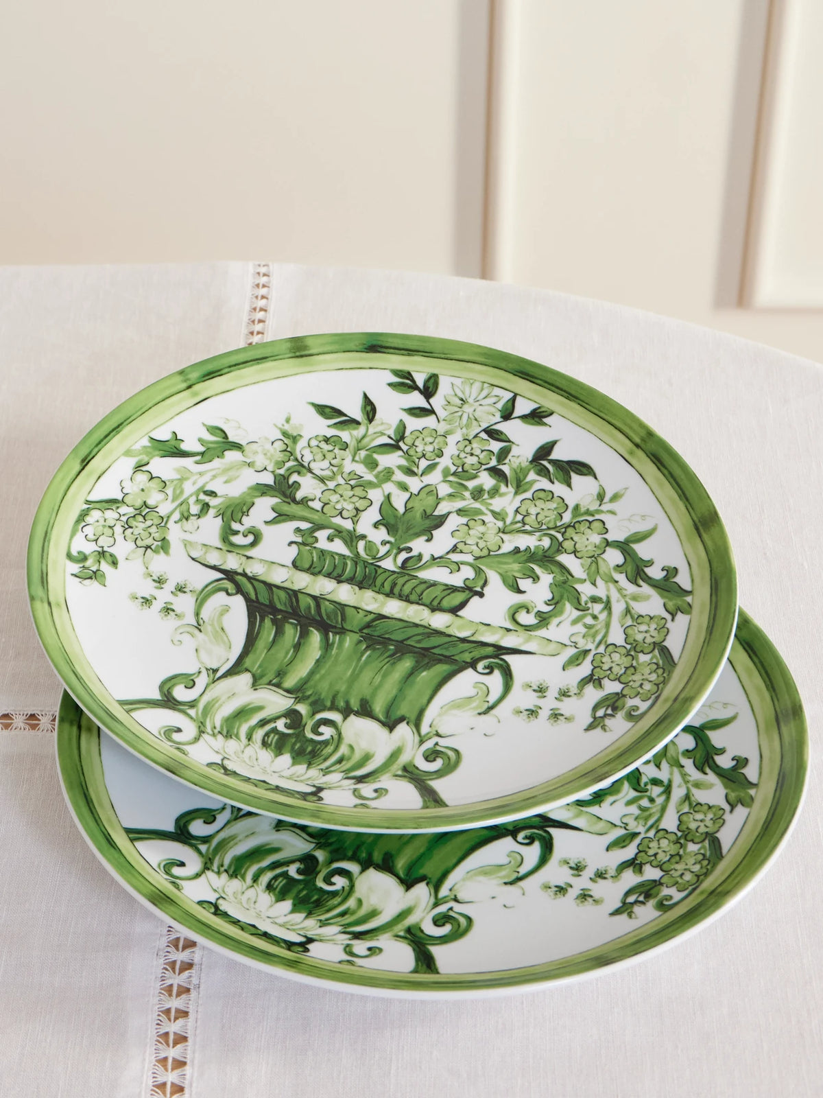 Set Of Two Painted Porcelain Dinner Plates