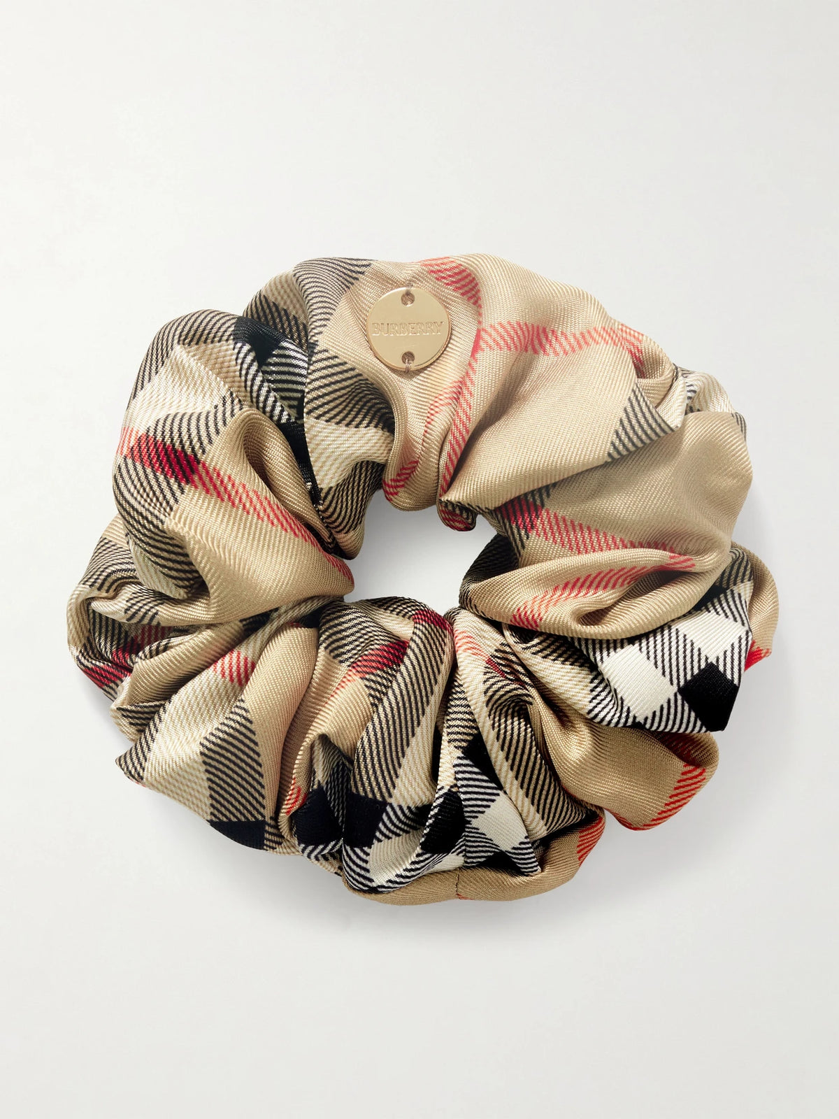 Embellished Checked Silk Scrunchie