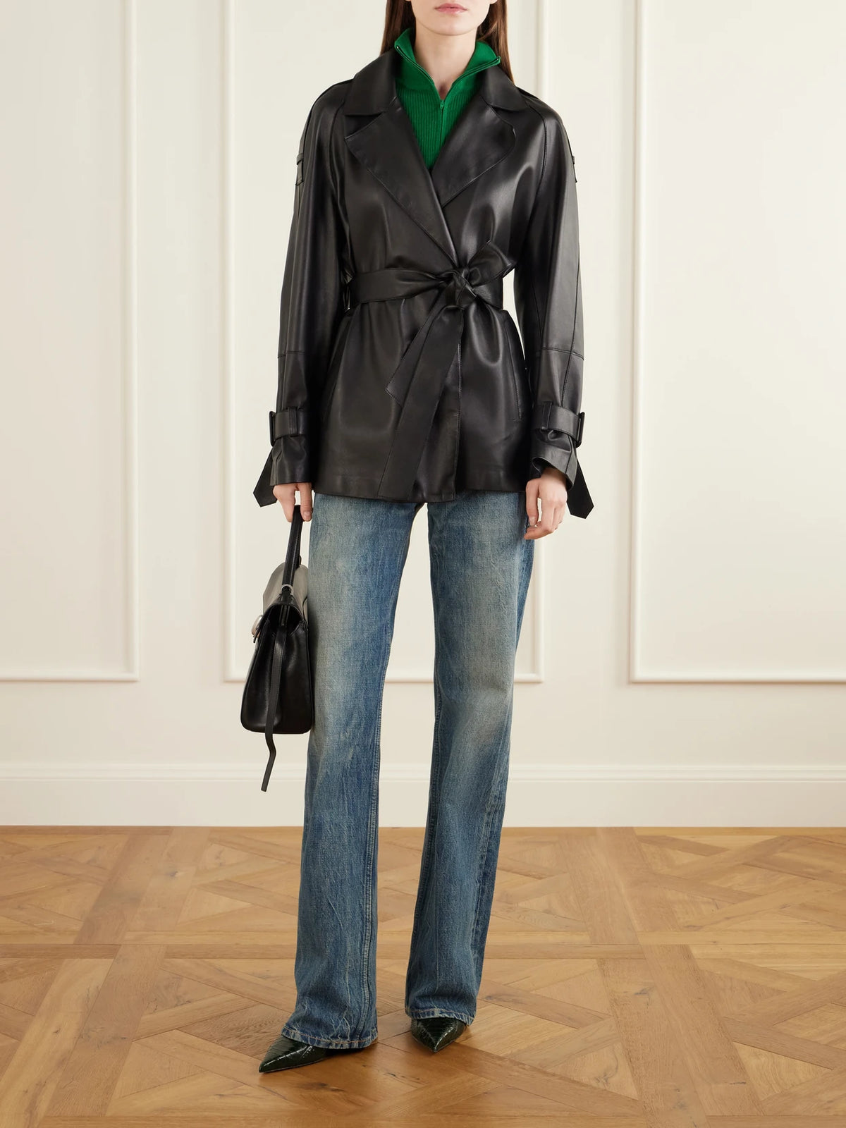Image of Boots. Product name - Lidia 70 Snake-effect Leather Ankle Boots in Dark green colour by brand - Paris Texas