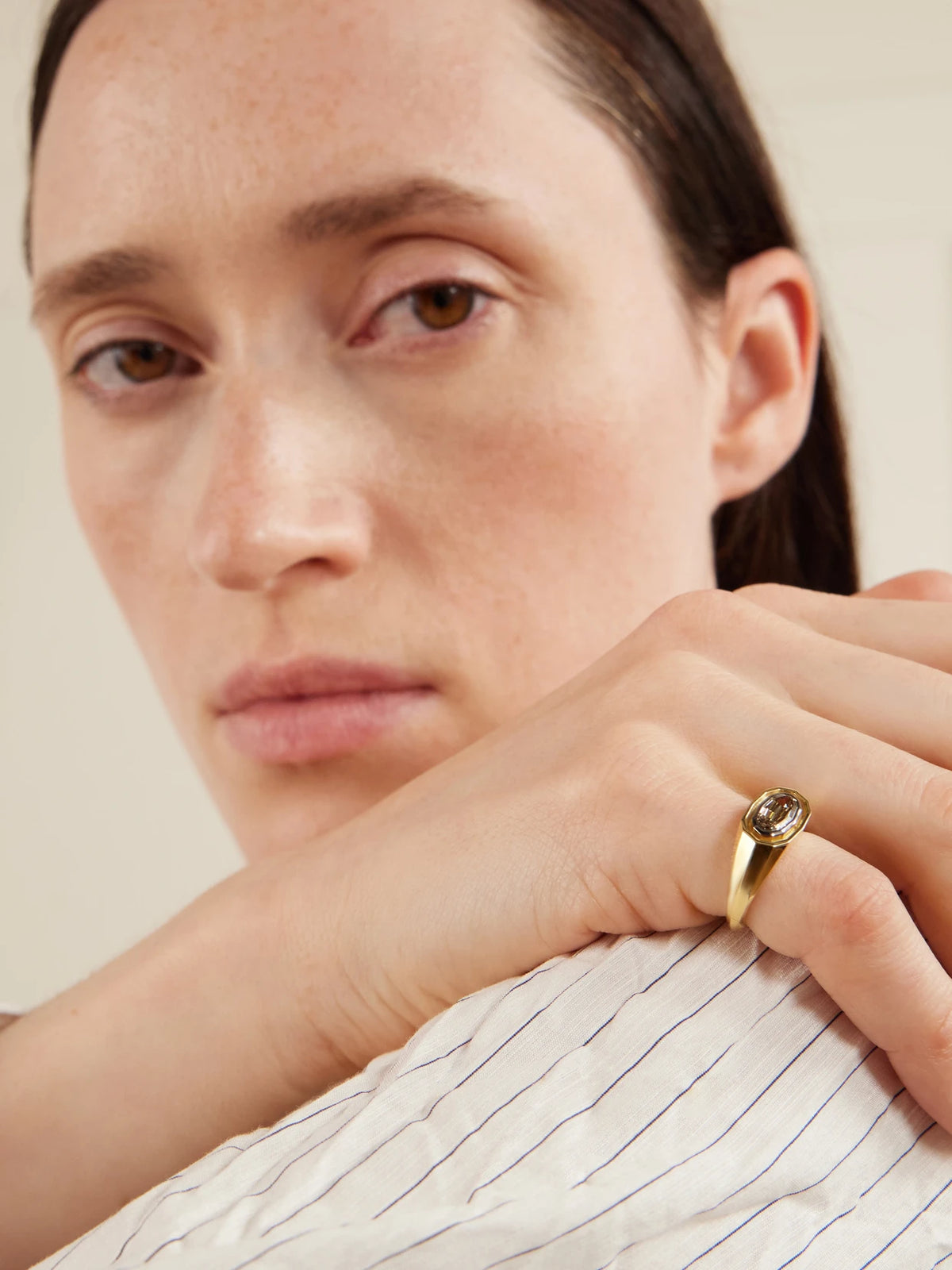 Image of Rings. Product name - Insignia 18-karat Gold Diamond Ring in 4 1/4 colour by brand - Lucy Delius
