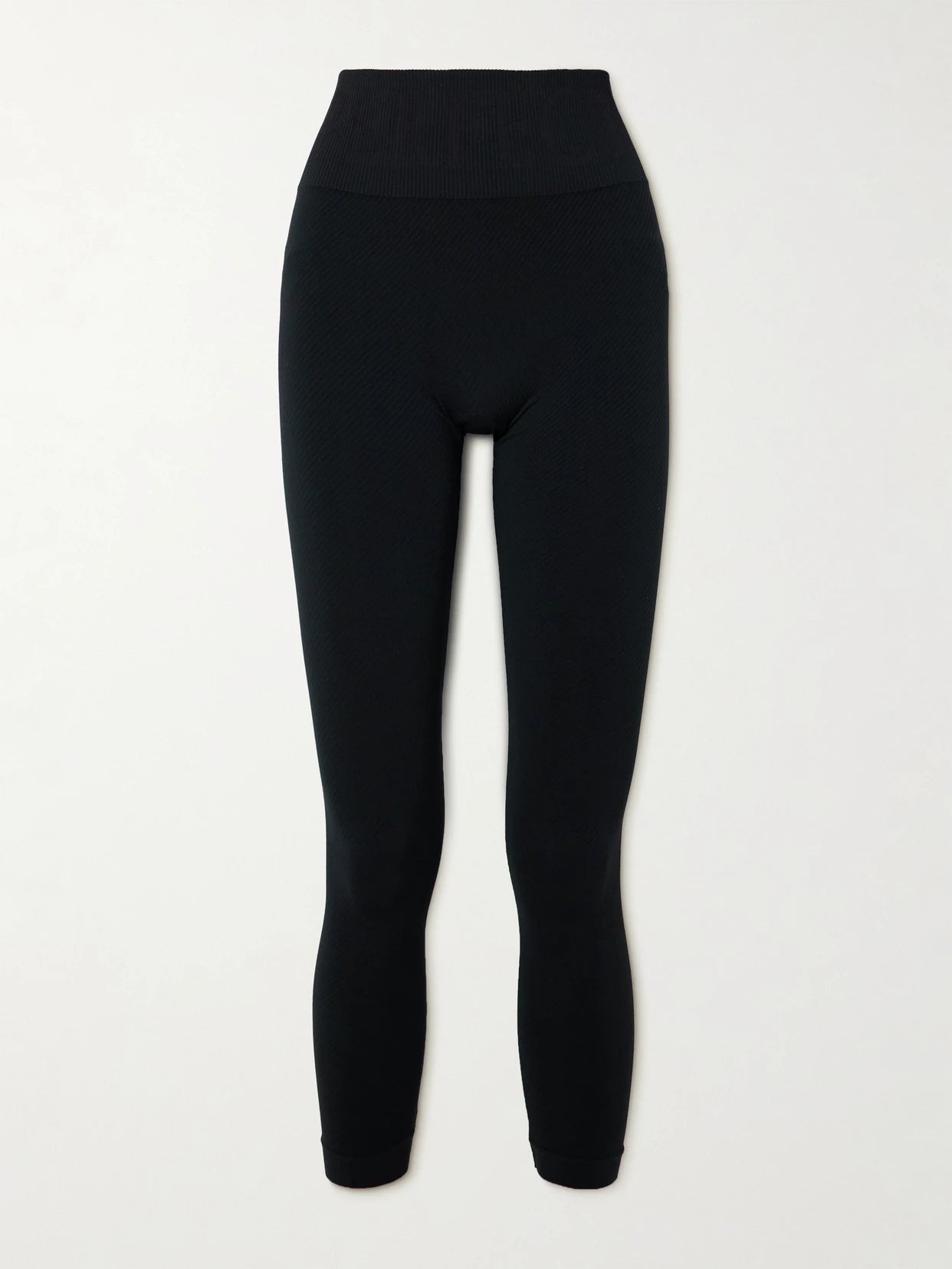 Image of a model wearing Pants. Product name - Ribbed Thermal Modal-blend Leggings in Black colour by brand - Perfect Moment