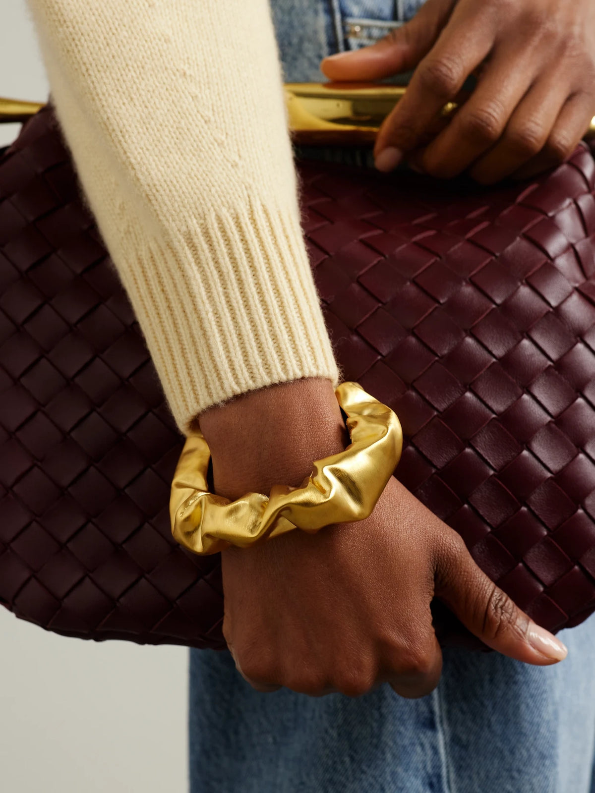 Image of Bracelets. Product name - Scrunch Gold Vermeil Cuff in Multi colour by brand - Completedworks