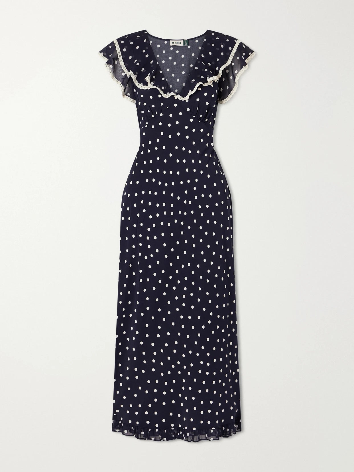Bethea Crochet-trimmed Polka-dot Crepe Midi Dress