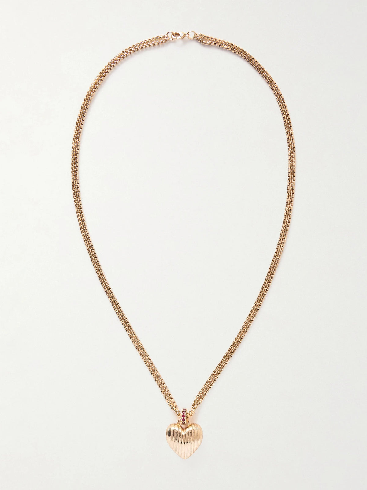 Textured Heart Gold-tone Necklace