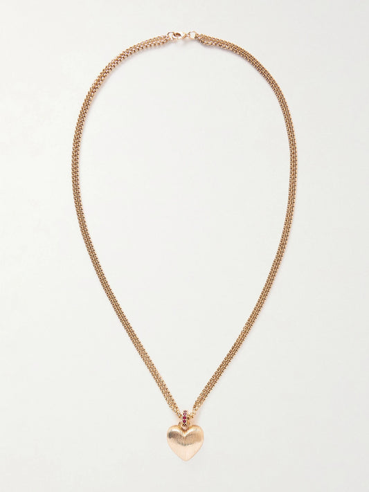 Textured Heart Gold-tone Necklace