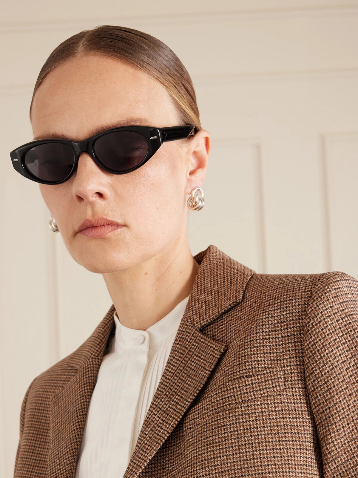 Image of Sunglasses. Product name - Krasner Cat-eye Acetate Sunglasses in Black colour by brand - Jacques Marie Mage