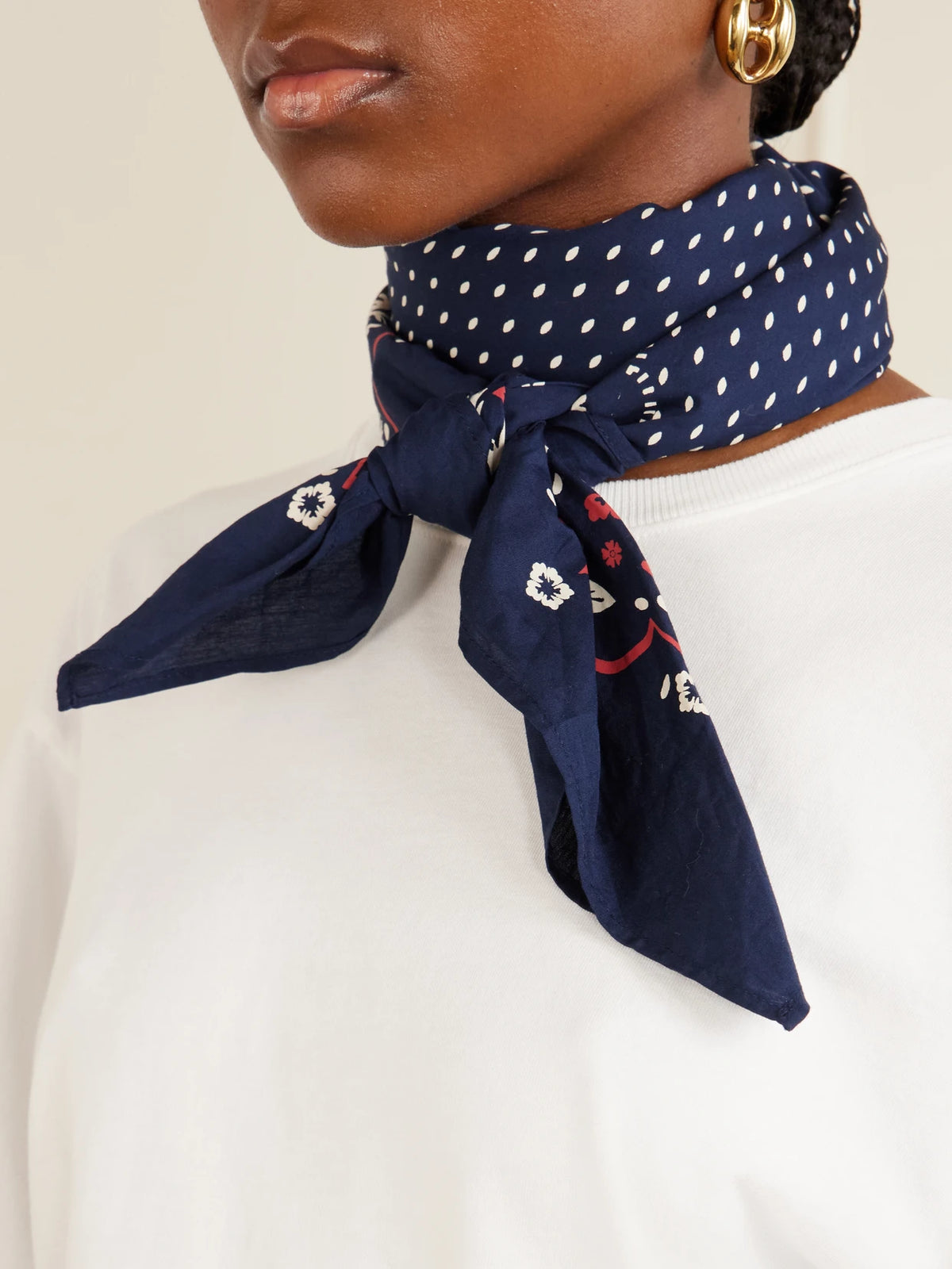 Image of Scarves & Shawls. Product name - Juniper Printed Organic Cotton Scarf in Navy colour by brand - SKALL