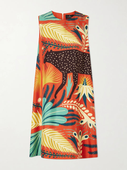 Printed Silk Mini Dress