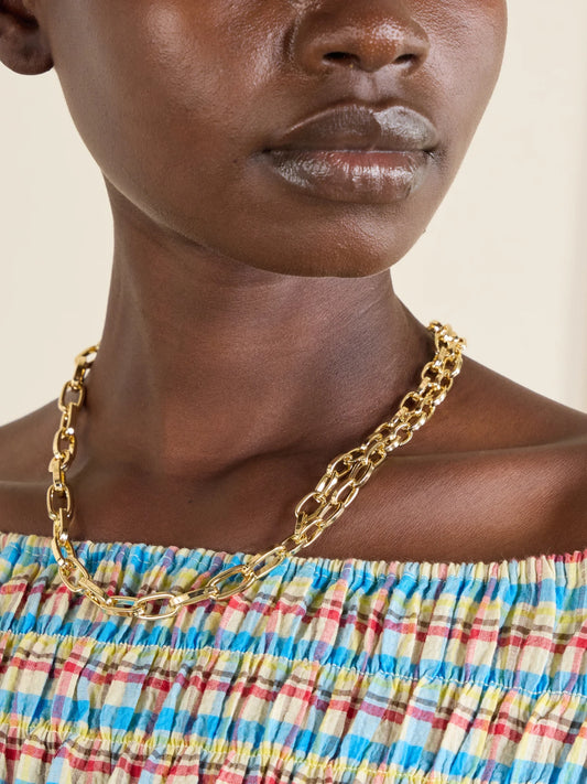 Image of Necklaces. Product name - The Paperclip Gold-tone Necklace in Multi colour by brand - Roxanne Assoulin