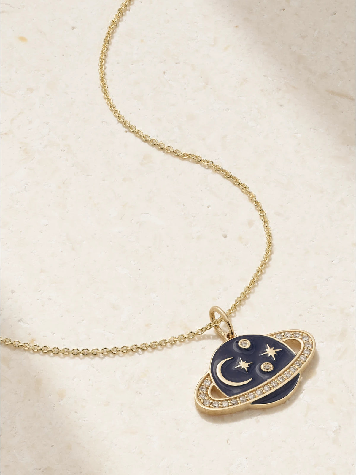 Celestial 14-karat Gold, Enamel And Diamond Necklace