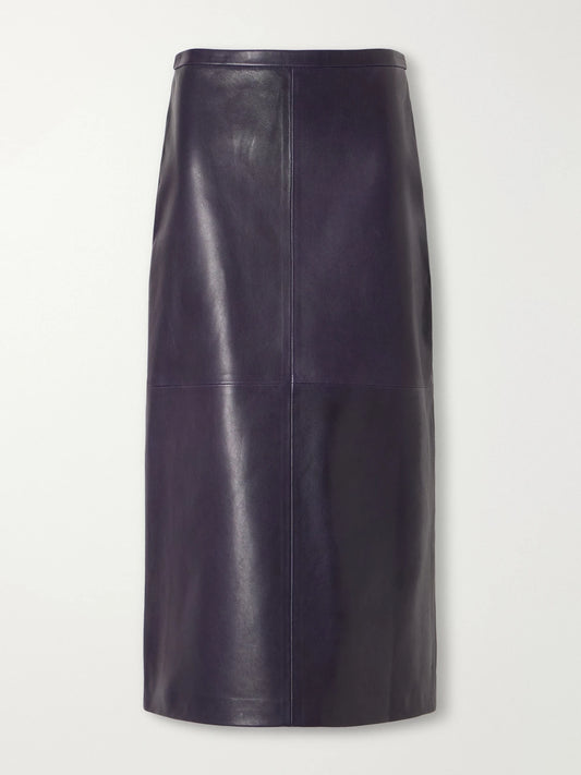 Nour Hammour Alana Leather Midi Skirt