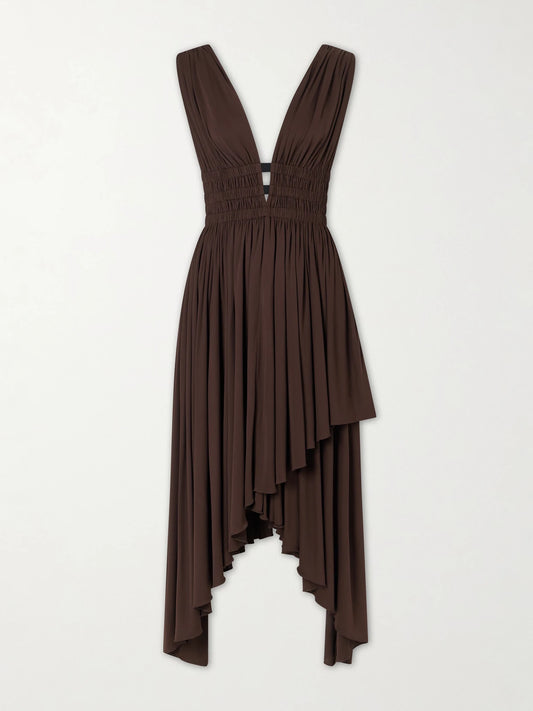 Draped Jersey Midi Dress