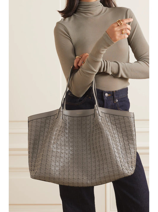 Image of Bags. Product name - Secret Large Woven Leather Tote in Taupe colour by brand - Serapian