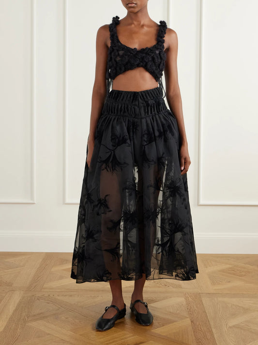 Image of Lingerie. Product name - Georgia Crochet-knit Mesh Bra in Black colour by brand - Pauline Dujancourt