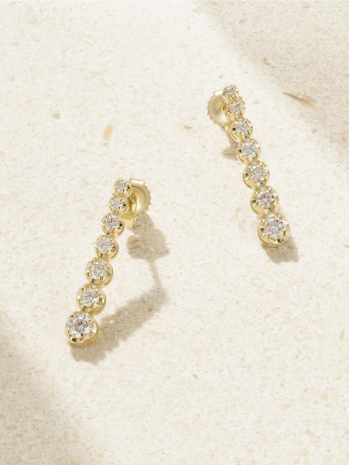 Mini Graduated 18-karat Gold Diamond Earrings