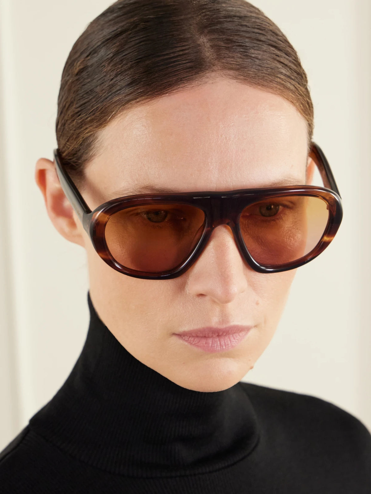 Image of Sunglasses. Product name - Aviator-style Round-frame Sunglasses in Brown colour by brand - Prada Eyewear
