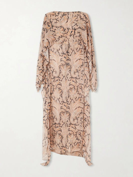 Zimmermann Valiant Cape-effect Printed Chiffon Maxi Dress