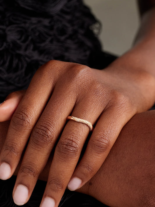 Image of Rings. Product name - Wave 18-karat Rose Gold Diamond Ring in Multi colour by brand - David Morris