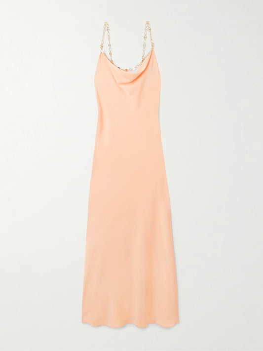 Chain-embellished Crepe Midi Dress
