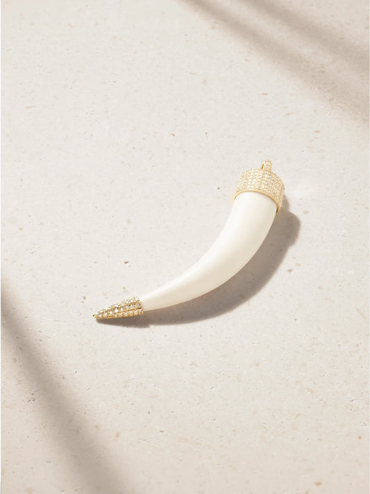 Jacquie Aiche 14-karat Gold, Diamond And Bone Pendant