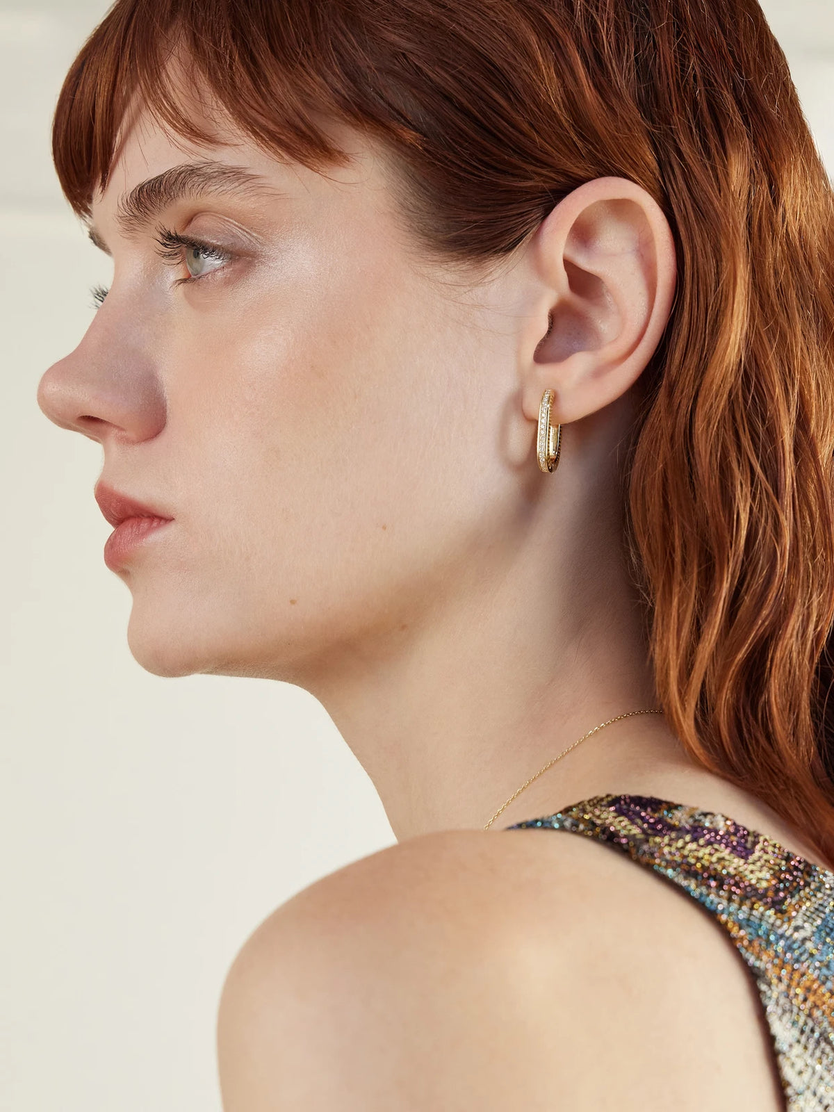 Image of Earrings. Product name - Lock 18-karat Gold And Diamonds Earrings in Multi colour by brand - L'Atelier Nawbar