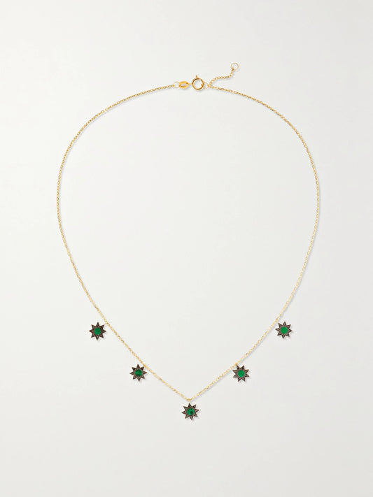 Cosmic Ibiza Mini 18-karat Gold, Malachite And Diamond Choker