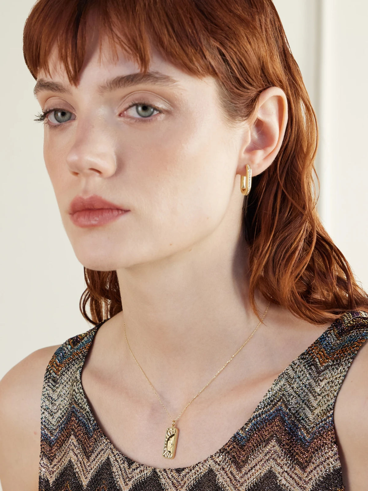 Image of Necklaces. Product name - Sun To My Moon Small 18-karat Gold, Diamond And Mother-of-pearl Necklace in Multi colour by brand - L'Atelier Nawbar
