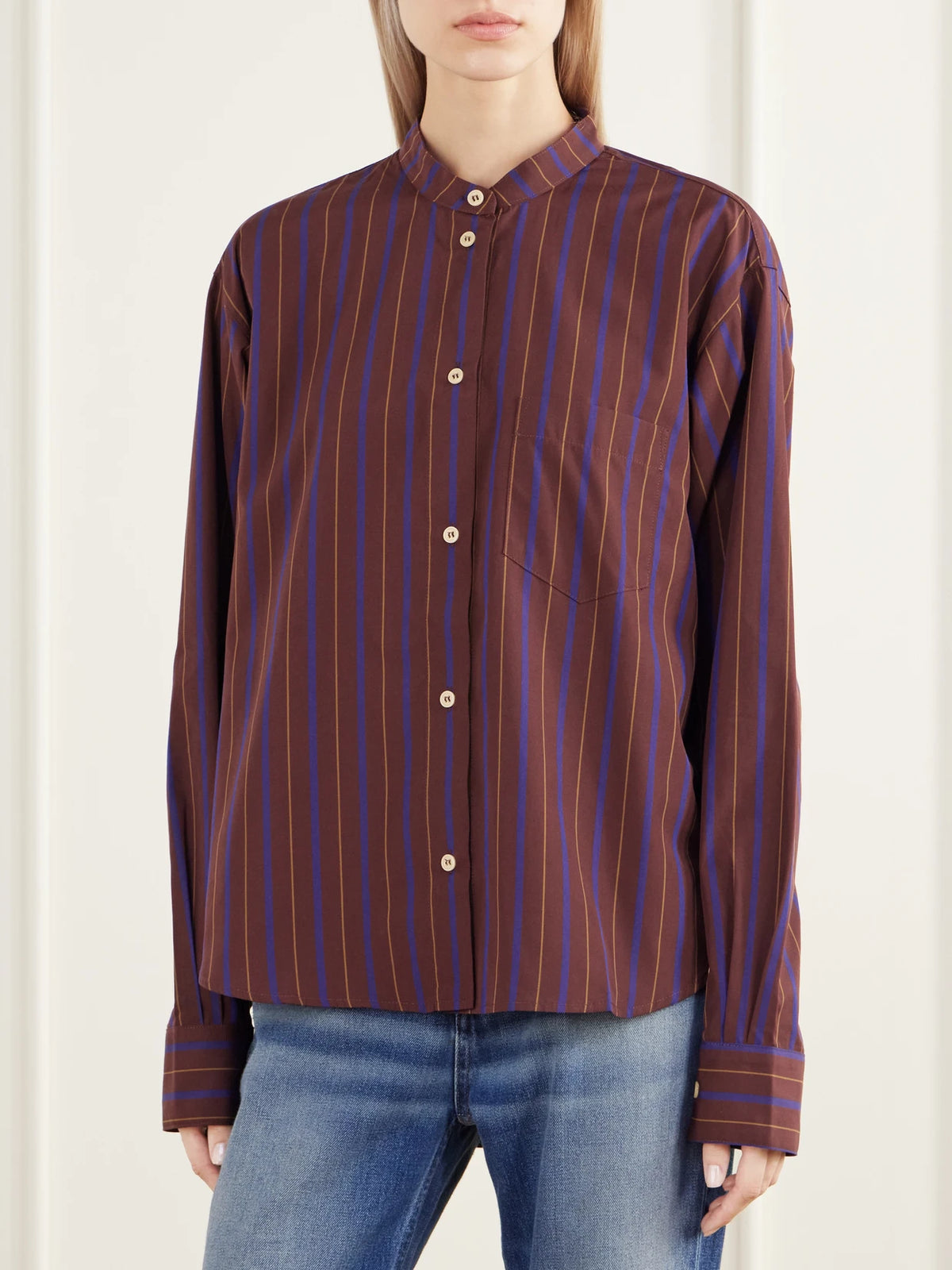 Jamie Haller The Editor Striped Cotton And Silk-blend Poplin Shirt