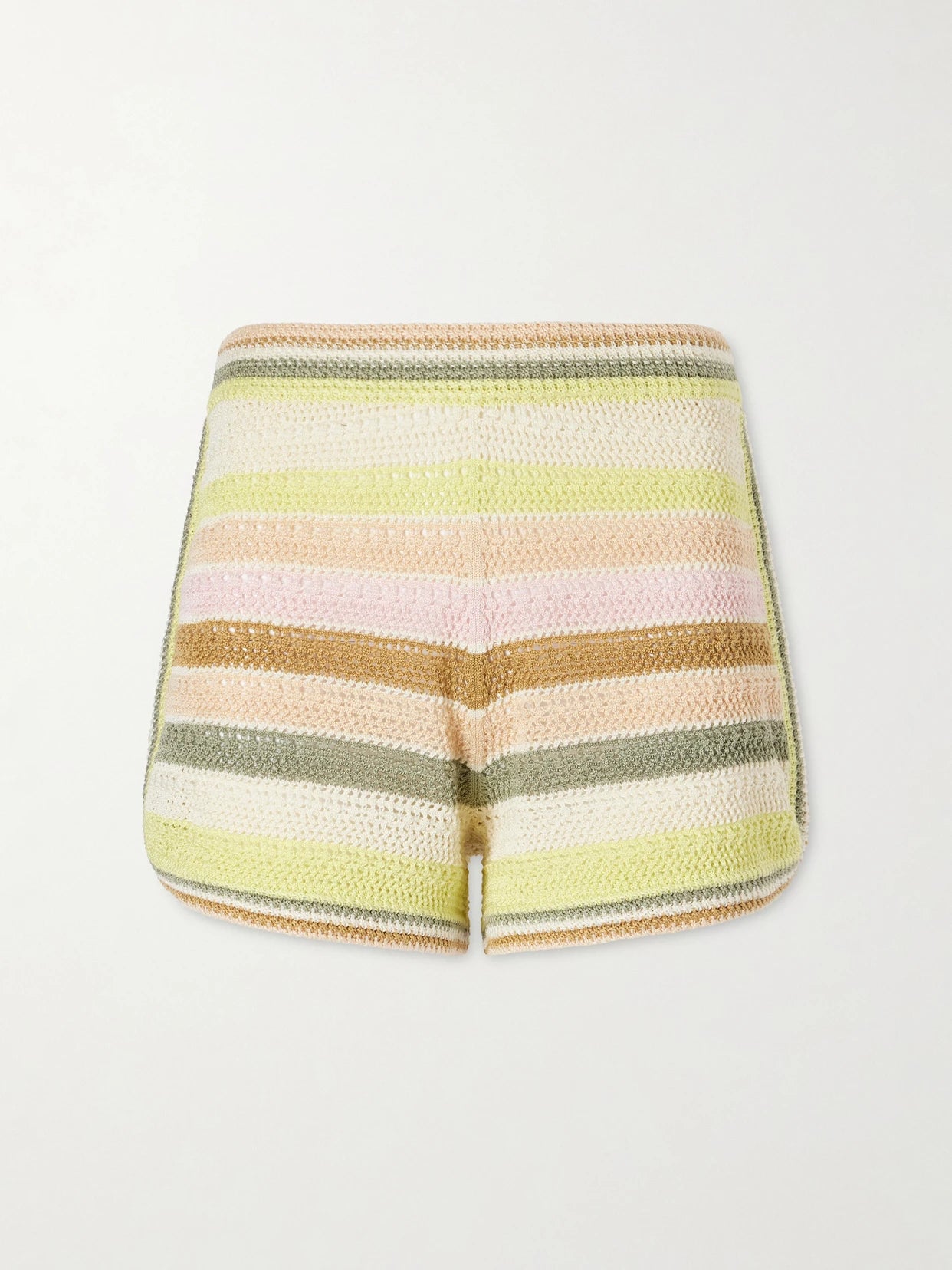 Indra Striped Crocheted Cotton Shorts