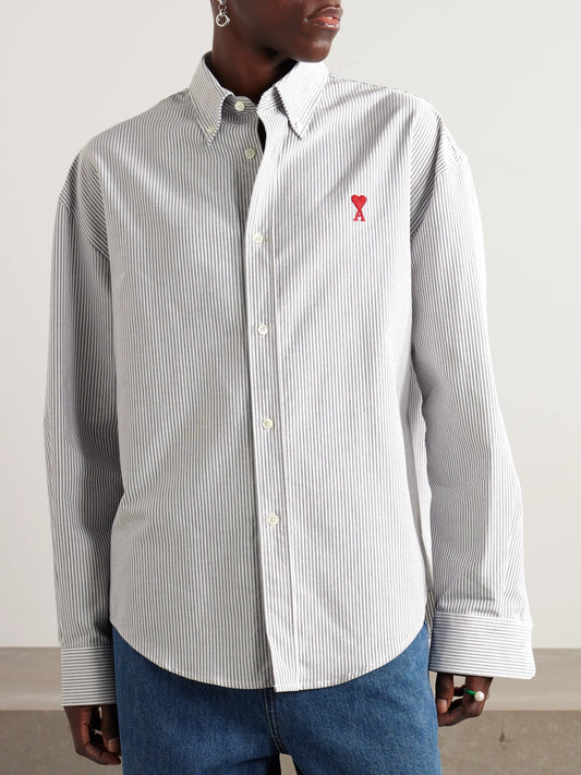 Adc Embroidered Striped Cotton-poplin Shirt