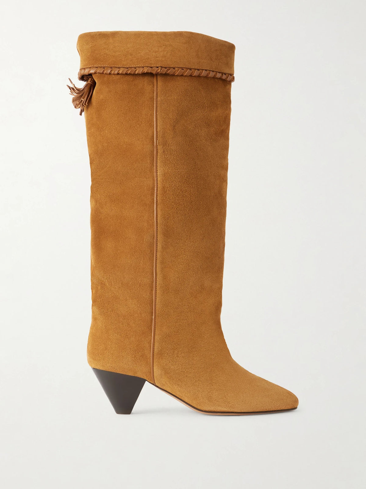Elita Tasseled Leather-trimmed Suede Knee Boots